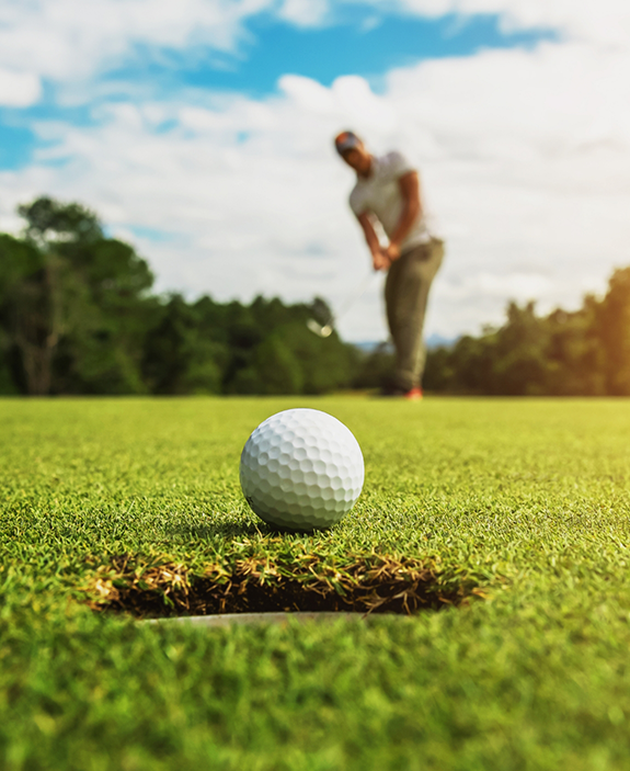 golf course view with ball coming into the hole