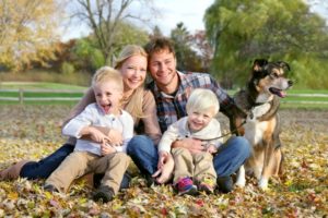 Family smiling together.