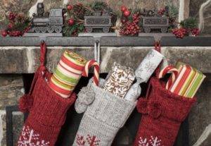 stockings hanging over a fireplace