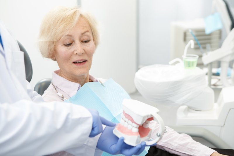 patient and dentist during dental implant consultation